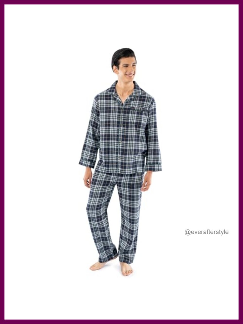 Men's Flannel Pajama Sleep Set Button Down Cotton Blend 2 Piece